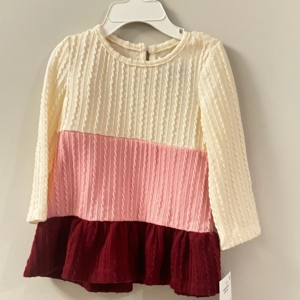 Rare Editions Baby Girls Top and Legging Outfit, 2 Piece Set - Burgundy Size 18M